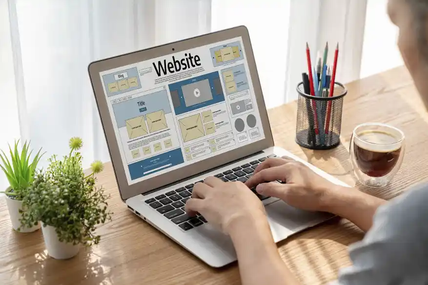 Humano otimizando site com SEO no notebook